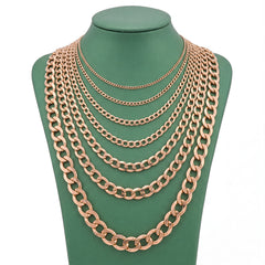 10k Rose Gold Solid Flat Cuban Chain 2MM to 15.8MM Necklace 2.3gms to 196gms All Sizes Available