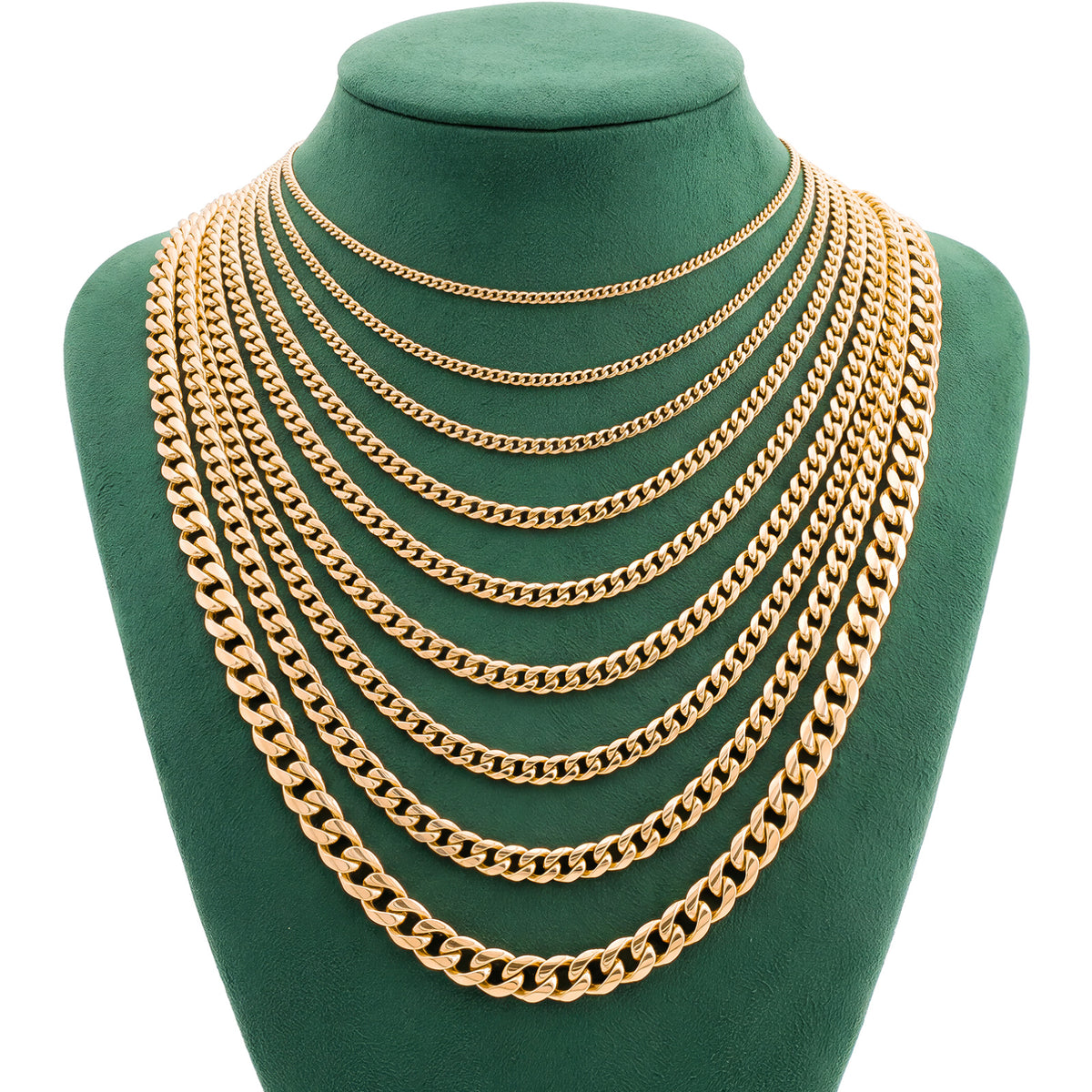 10k Yellow Gold Solid Miami Cuban Chain 8.5gms to 437.4gms Necklace 3.6MM to 16MM Lengths Available 16" to 30"
