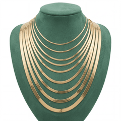 10k Yellow Gold Herringbone Necklace 3gms to 58.5gms Chain 3MM to 14MM Lengths Available 16" to 26"