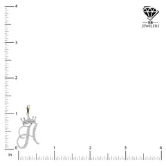 10k Yellow Gold Initial H Crown Pendant 0.18CT Pure Diamond 1.46g Alphabet Charm
