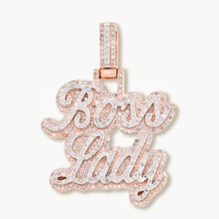 10k Rose Gold 1.12CTW Natural Diamond "Boss Lady" Pendant 8.2gms Womens Charm
