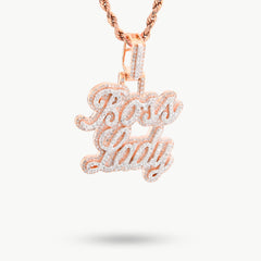10k Rose Gold 1.12CTW Natural Diamond "Boss Lady" Pendant 8.2gms Womens Charm