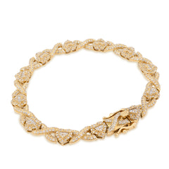 7MM 10k Yellow Gold 16gm 2.6CTW Natural Diamond Infinity Heart Bracelet 7.5 Inch