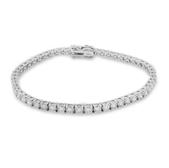 3MM 14k White Gold 9.7gm 5.4CTW Natural Diamond Pointer Tennis Bracelet 7 Inches