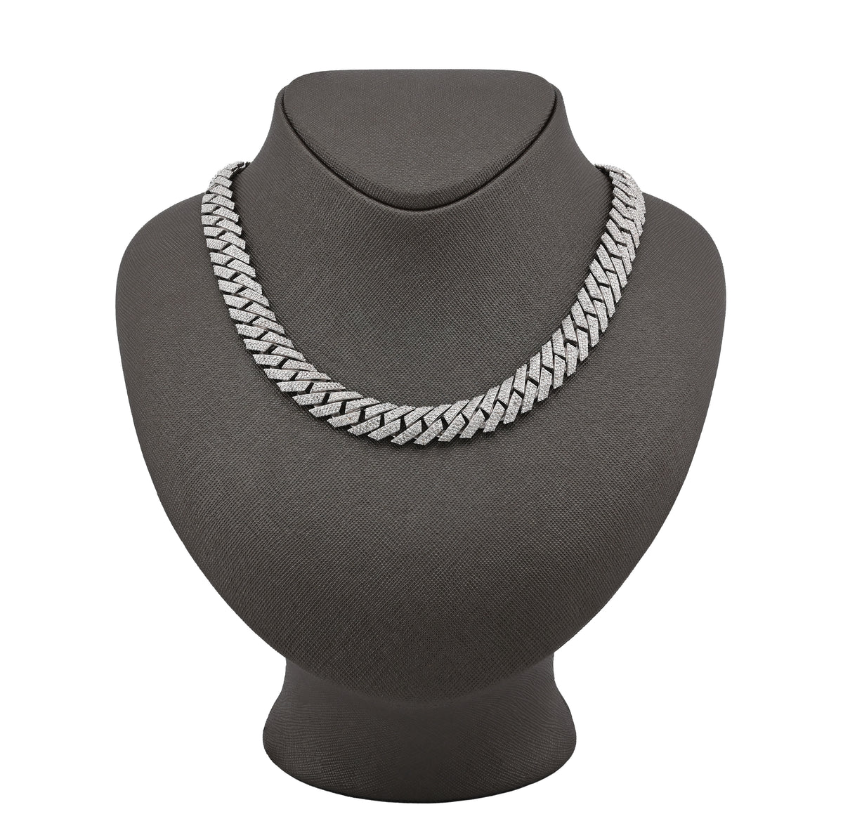 12MM 925 Silver 14.83CTW Natural Diamond Snake Cuban Chain 18In 96.7gms Necklace