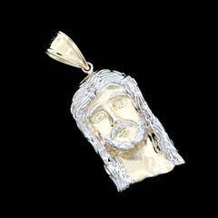 1/10th 10k Gold Bonded 925 Jesus Head Pendant Two Tone 4.3g Mens Religious Charm