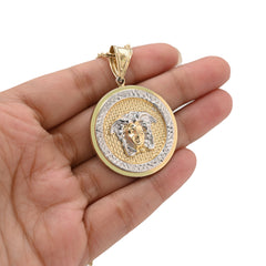 1/10th 10k Gold Bonded 925 Silver Medosa 5.4gms Round Charm Mens Womens Pendant