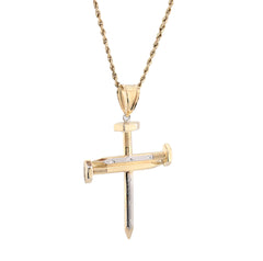 1/10th 10k Gold Bonded 925 Screw Nail Cross Pendant 3.3gms Mens Two Tone Charm