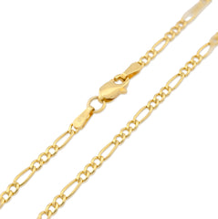 2MM 10k Yellow Gold 0.7gms Figaro Link Bracelet 8 Inch Armlet For Unisex Adults