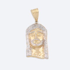 1/10th 10k Gold Bonded 925 Jesus Head Pendant Two Tone 4.3g Mens Religious Charm