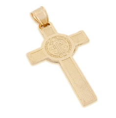 14k Gold 1.8gm St. Benedict San Benito Jesus Cross Crucifix Pendant 2-Tone Charm