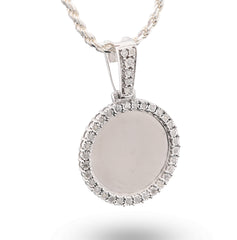 925 Silver 6.7gms 0.35 CTW Natural Diamond Circle Picture Pendant Memorial Charm