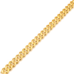 8MM 10k Yellow Gold 17g 3.8CTW Natural Round-Cut Diamond Cuban Bracelet 8 Inches
