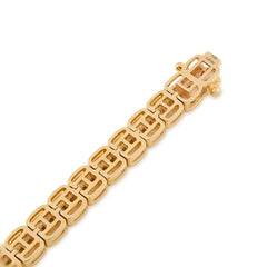 5MM 10k Yellow Gold 15.4g 2.97CTW Natural Round/Baguette Tennis Diamond Bracelet