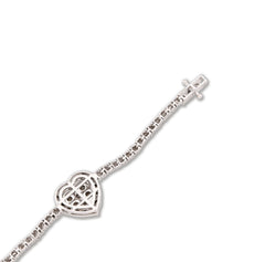 2.5MM 925 Silver 11.8gms 1.15CTW Natural Diamond Heart Tennis Bracelet 7 Inches