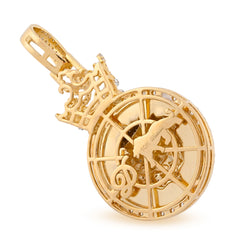 10k Yellow Gold 12g 3.75CTW Real Round/Baguette Diamond Lion Crown Pendant Charm