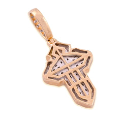 10k Yellow Gold 3.6gm 0.53CTW Natural Round/Baguette Diamond Cross Pendant Charm