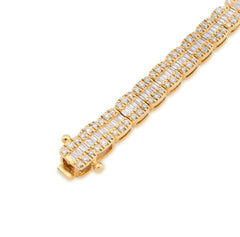 5MM 10k Yellow Gold 15.4g 2.97CTW Natural Round/Baguette Tennis Diamond Bracelet