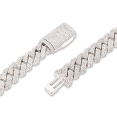 12MM 925 Silver 14.83CTW Natural Diamond Snake Cuban Chain 18In 96.7gms Necklace