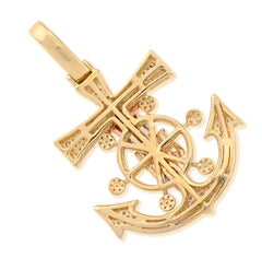 10k Yellow/Rose Gold 7.4gms 0.65 CTW Diamond Jesus Anchor Cross Crucifix Pendant