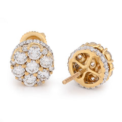 10k Yellow Gold 2CTW Flower Cluster Lab Diamond Men Women Earrings 3g Studs