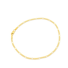 2MM 10k Yellow Gold 0.7gms Figaro Link Bracelet 8 Inch Armlet For Unisex Adults