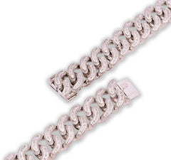 17MM 10k White Gold 23In 26.5CTW Pure Round/Baguette Diamond 223.9gm Cuban Chain