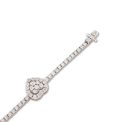 2.5MM 925 Silver 11.8gms 1.15CTW Natural Diamond Heart Tennis Bracelet 7 Inches