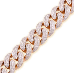 18MM 18k Yellow Gold 258.6gm 18CTW Natural Diamond 8In Puff Miami Cuban Bracelet