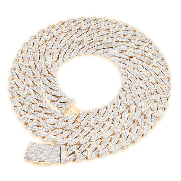 8MM 10k Yellow Gold 10.3 CTW Pure Diamond Mens Cuban Chain 22In 41.7gms Necklace