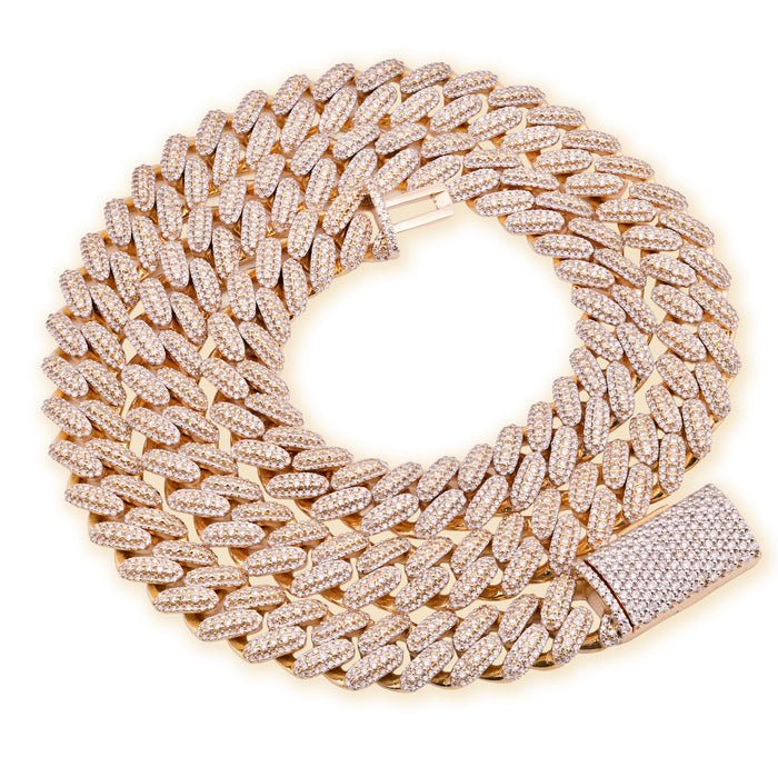 12MM 10k Yellow Gold 25CTW Natural Diamond 180gms Cuban Mens Chain 24In Necklace