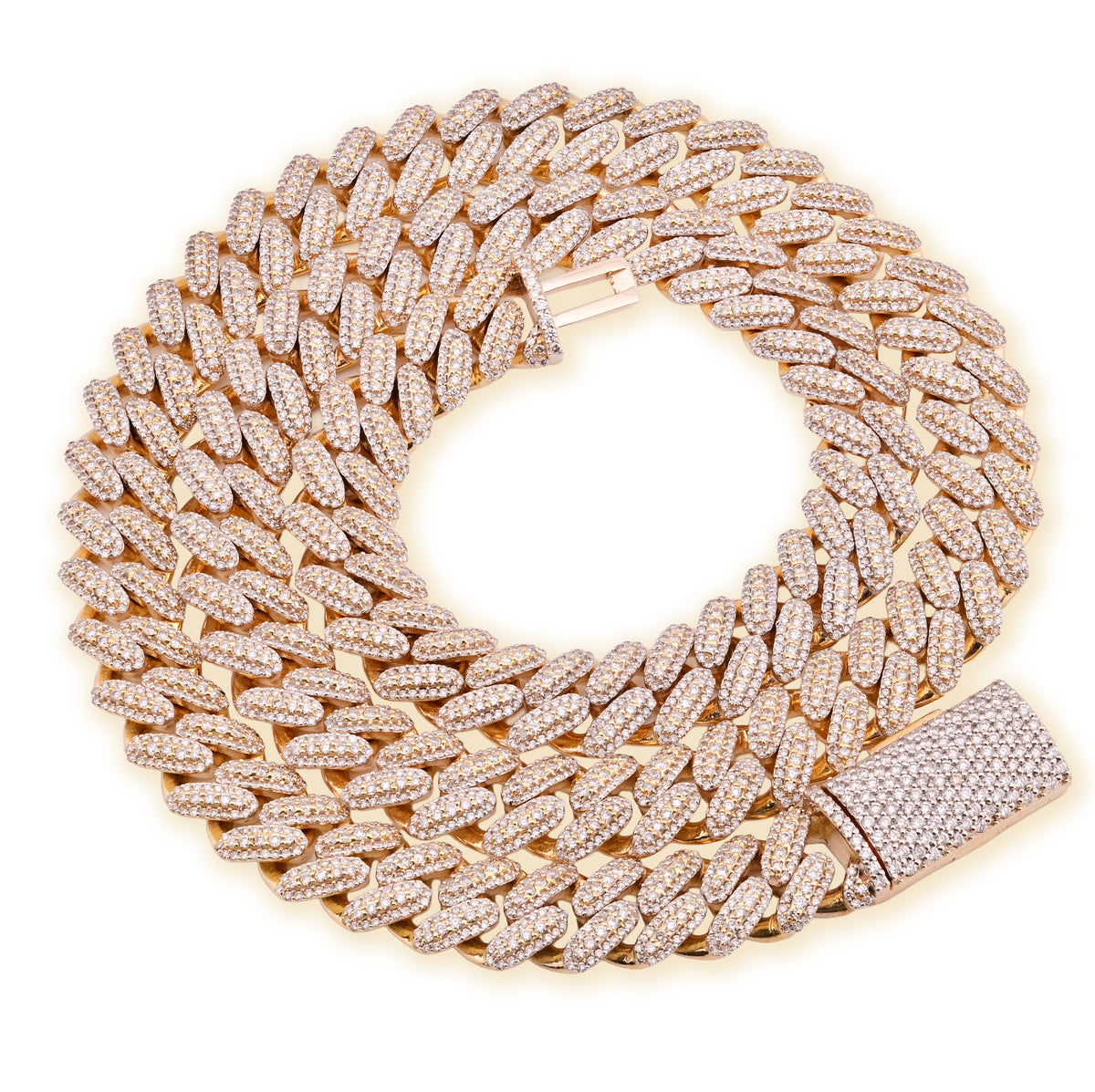 12MM 10k Yellow Gold 25CTW Natural Diamond 180gms Cuban Mens Chain 24In Necklace