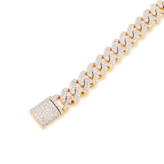 8MM 10k Yellow Gold 17g 3.8CTW Natural Round-Cut Diamond Cuban Bracelet 8 Inches