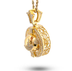 10k Gold 1.7 CTW Round/Baguette Diamond "World Is Yours" Rotating Globe Pendant