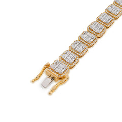 10MM 10k Yellow Gold 31.8gms 7.59CTW Pure Round/Baguette Diamond Tennis Bracelet