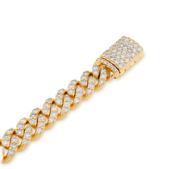 8MM 10k Yellow Gold 30.3gms 6.87CTW Natural Diamond Cuban Link Bracelet 8 Inches