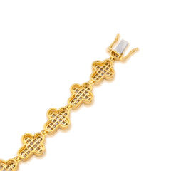 10k Yellow Gold 24.2g 4.33CTW Natural Baguette Cross Diamond Bracelet 8In 11.6MM