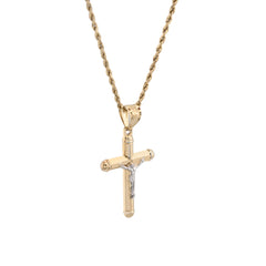 1/10th 10k Gold Bonded 925 Two Tone Tube Crucifix Cross Pendant 1.7g Mens Charm