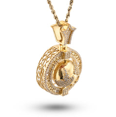10k Gold 1.7 CTW Round/Baguette Diamond "World Is Yours" Rotating Globe Pendant