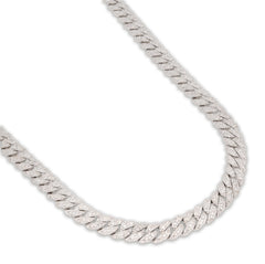 8MM 925 Silver 11.67CTW Pure Diamond 72.6gms Cuban Link ICED Chain 22In Necklace