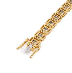 10MM 10k Yellow Gold 31.8gms 7.59CTW Pure Round/Baguette Diamond Tennis Bracelet