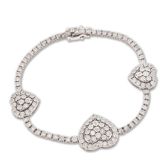 2.5MM 925 Silver 11.8gms 1.15CTW Natural Diamond Heart Tennis Bracelet 7 Inches