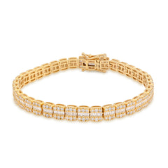 5MM 10k Yellow Gold 15.4g 2.97CTW Natural Round/Baguette Tennis Diamond Bracelet