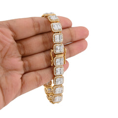 10MM 10k Yellow Gold 31.8gms 7.59CTW Pure Round/Baguette Diamond Tennis Bracelet