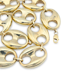 38MM 10k Yellow Gold Gucci Link Chain Men 24" Necklace 122.25gms