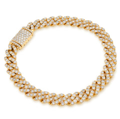 8MM 10k Yellow Gold 30.3gms 6.87CTW Natural Diamond Cuban Link Bracelet 8 Inches