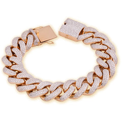 18MM 18k Yellow Gold 258.6gm 18CTW Natural Diamond 8In Puff Miami Cuban Bracelet