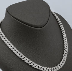 10MM 925 Silver 12.9-17.2CTW Pure Diamond Cuban Link ICED Chain 18-24 Inches Necklace