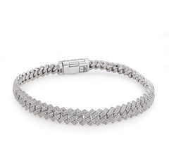 6.5MM 925 Natural Diamond 3CTW Snake Cuban Mens 7.5" Bracelet 19.8gm