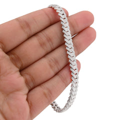 6.5MM 925 Natural Diamond 3CTW Snake Cuban Mens 7.5" Bracelet 19.8gm